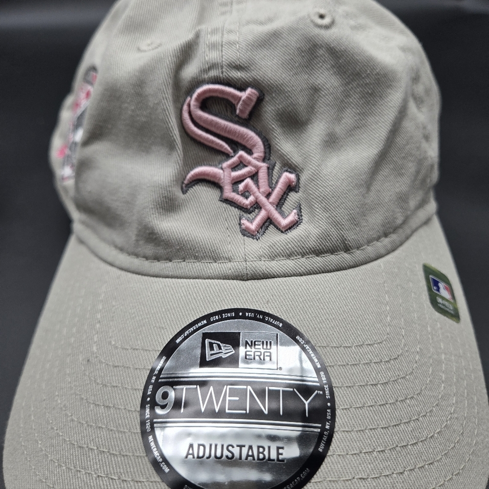 Chicago White Sox New Era 9TWENTY Hat Khaki Pink Adjustable MLB Floral Patch Cap